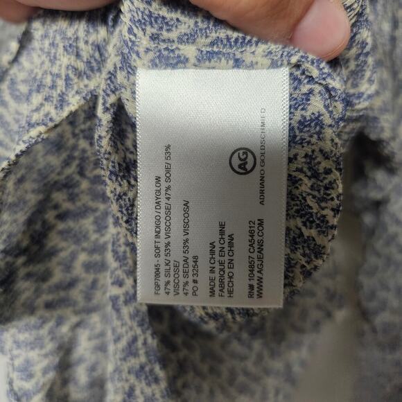 AG Adriano Goldschmied Silk Blend Feminine Ruffled Work Office Blouse Size Large - Picture 3 of 5